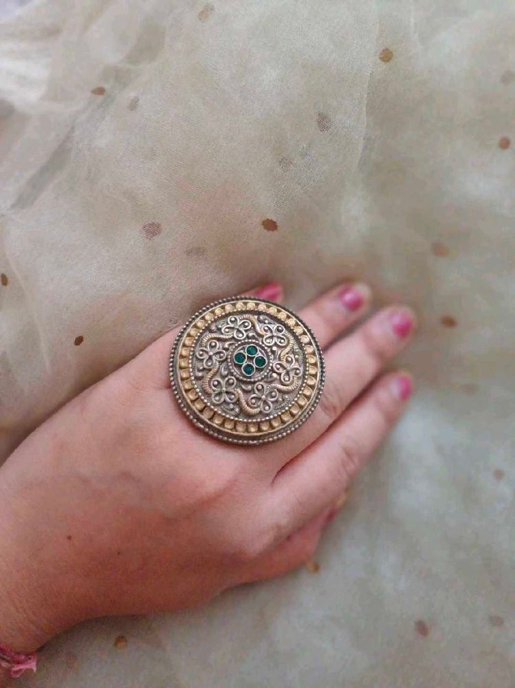 Brass big size dual Statement Ring