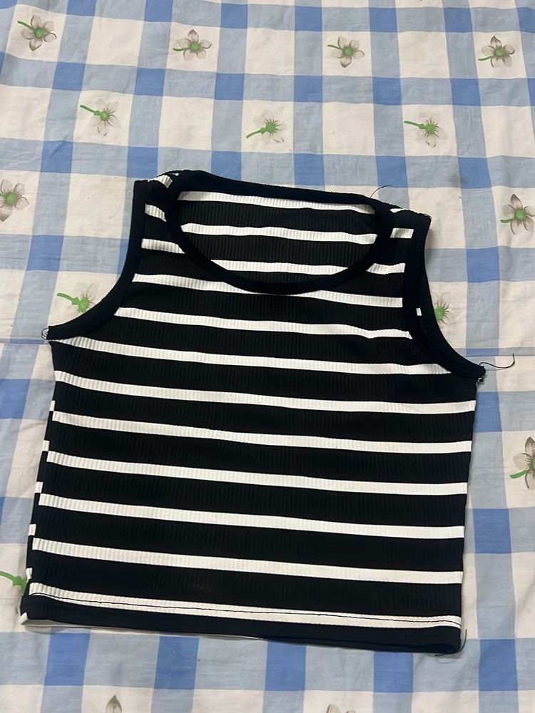 Black &amp; White Striped Tank Top