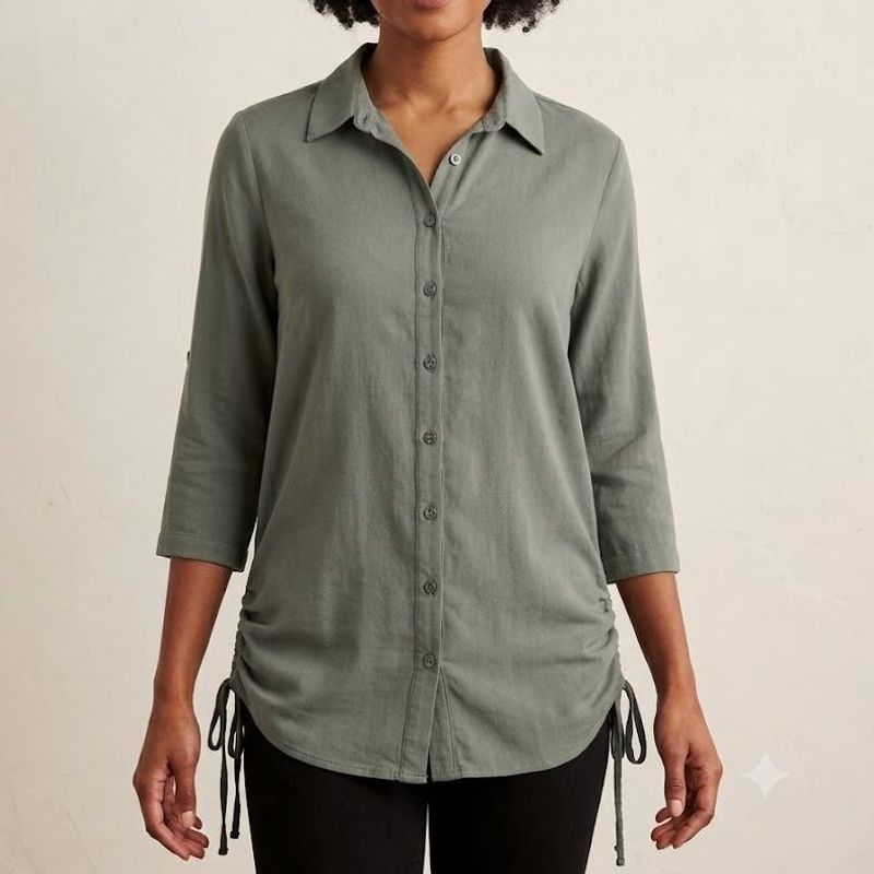 Olive Green Button-Up Shirt