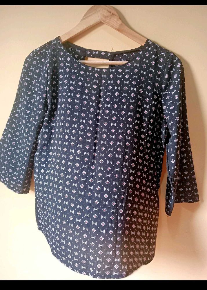 Chic Patterned 3/4 Sleeve Top