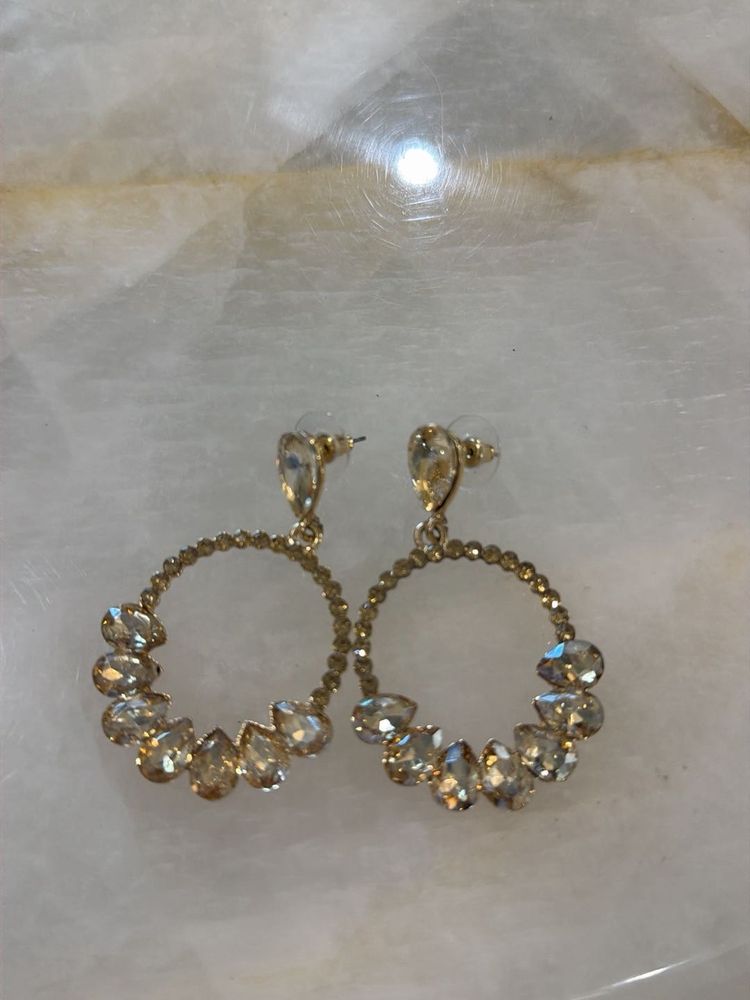 Sparkling Hoop Earrings with Crystals