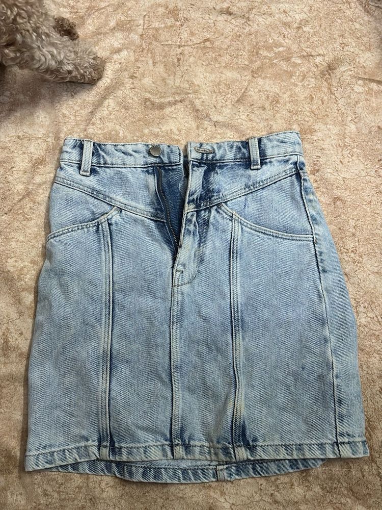 Light Wash Denim Mini Skirt