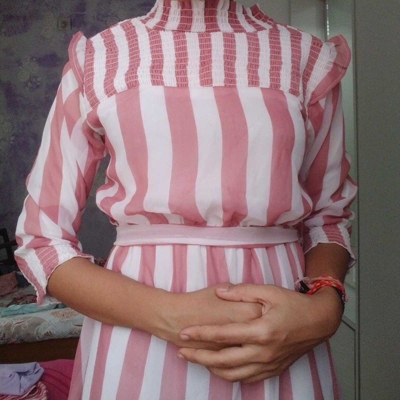 Pink &amp; White Striped Dress