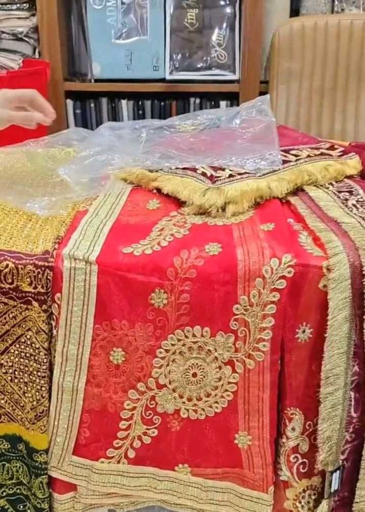 Embellished Maroon Dupatta