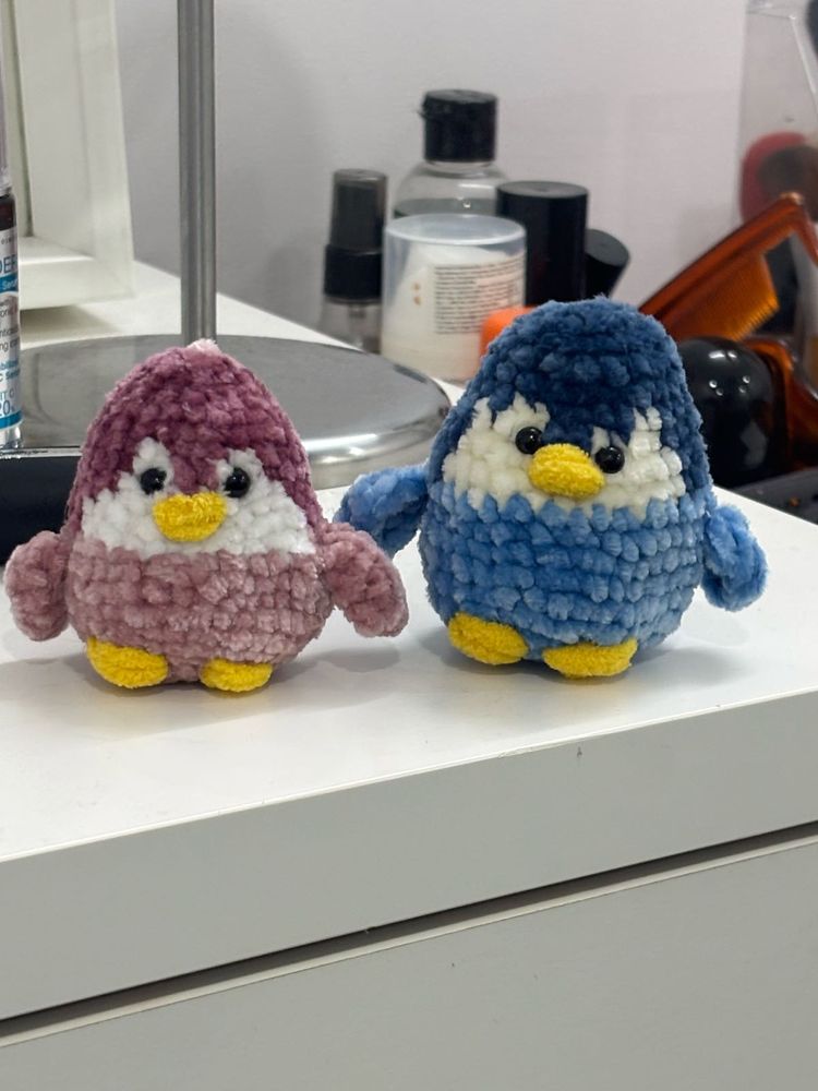 Crocheted Penguin Plushie as a bag charm keychain