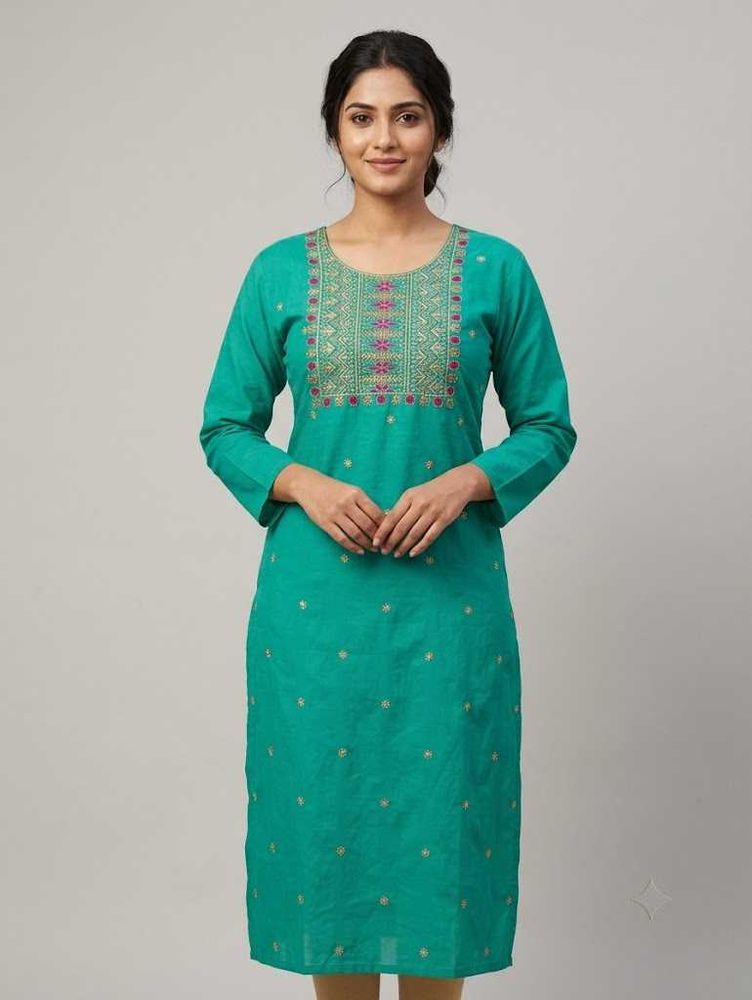 Embroidered Teal Kurta