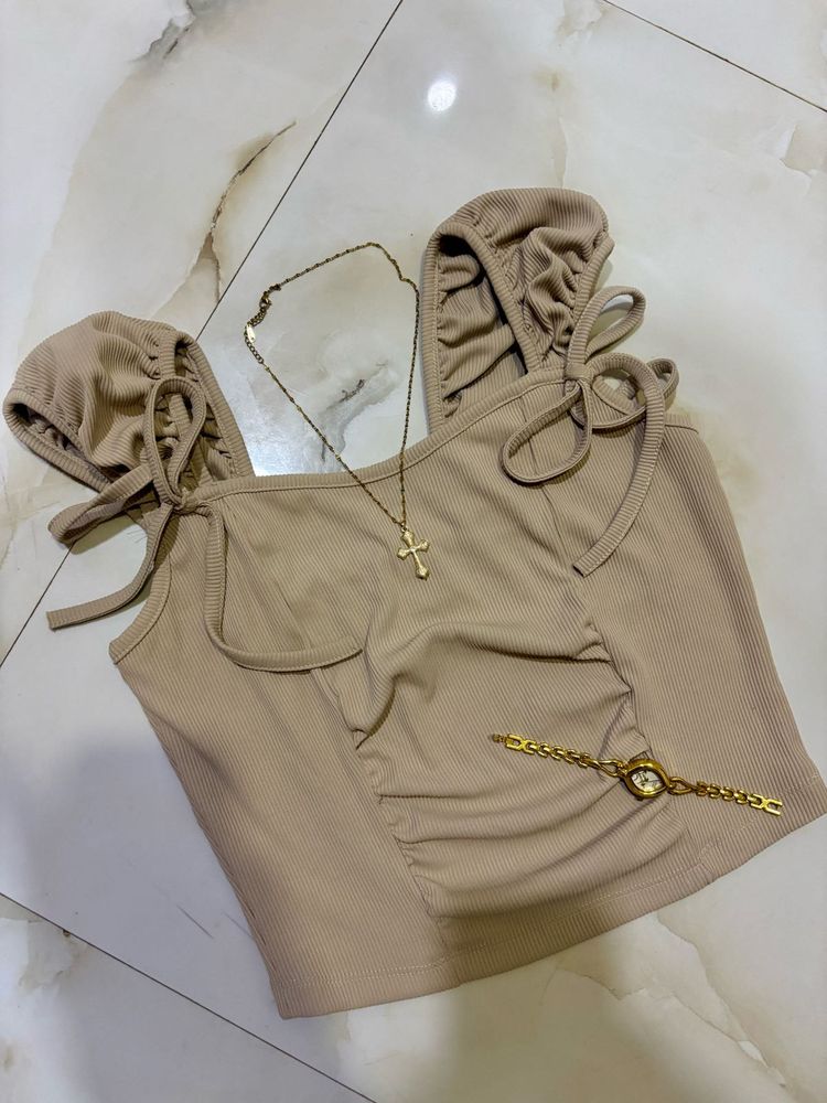 Chic Ruched Tank Top with Tie Details