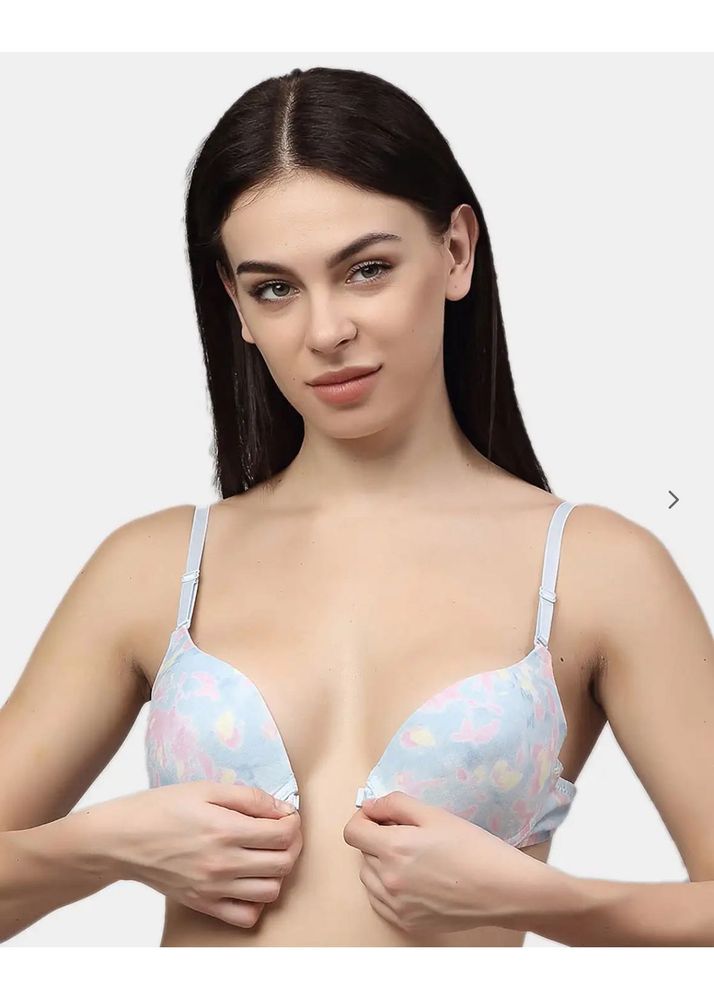 Cute Floral Print Front Closure Bra