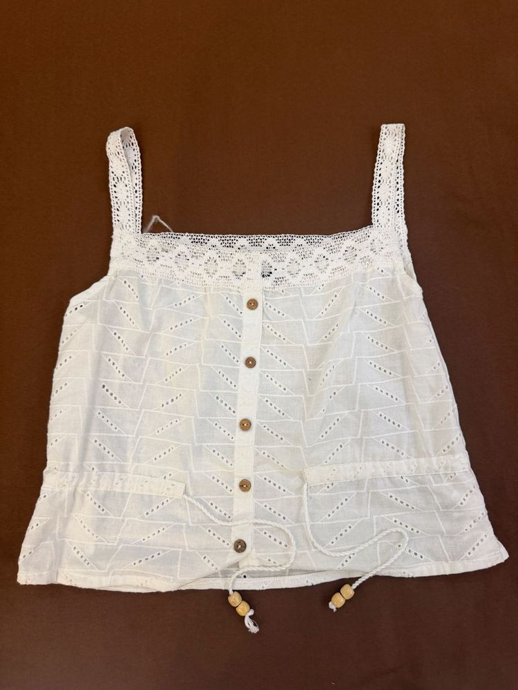 White Eyelet Cami Top