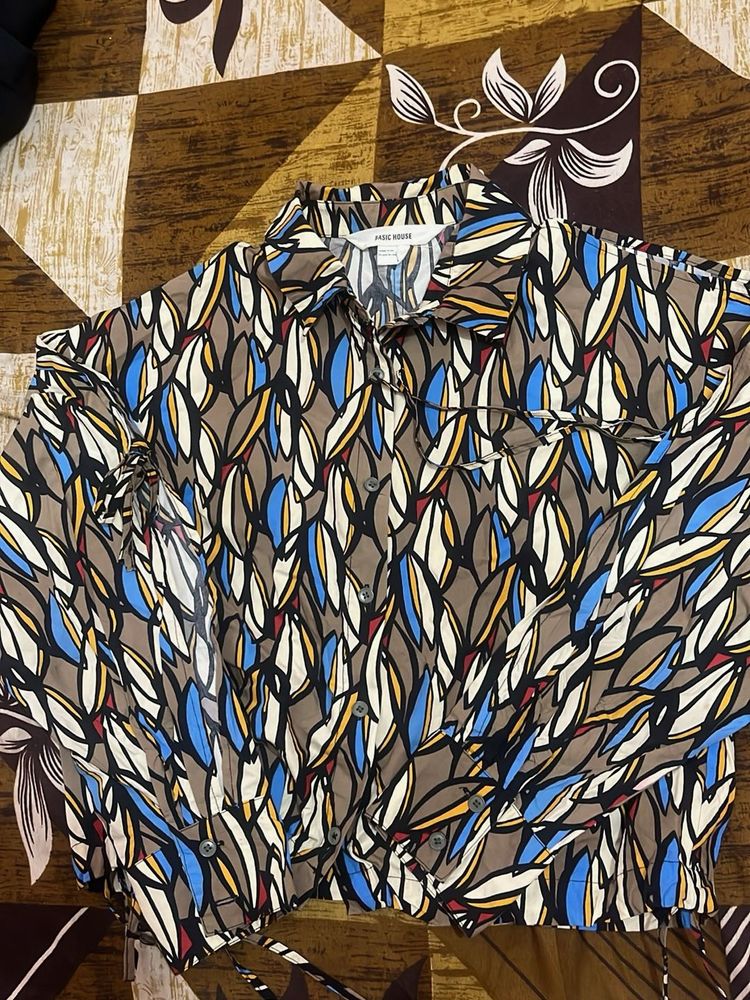 Stylish Leaf Print Button-Up Shirt