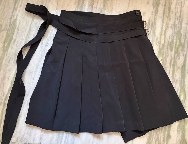 Black Tennis Wrap Skirt