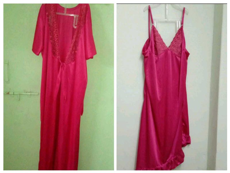 3 Pice Nighty Pink And Purlal Colour