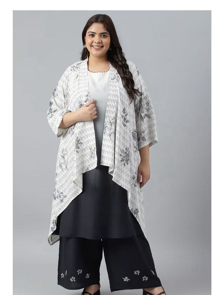 Elegant White Printed Shrug