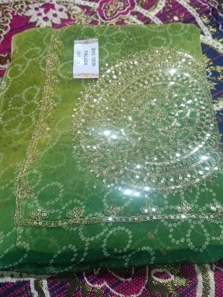 Green Sequin Saree