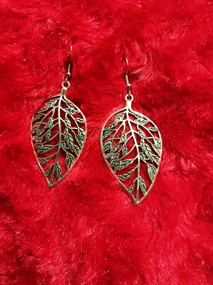 Silver Coated Leaf Earring