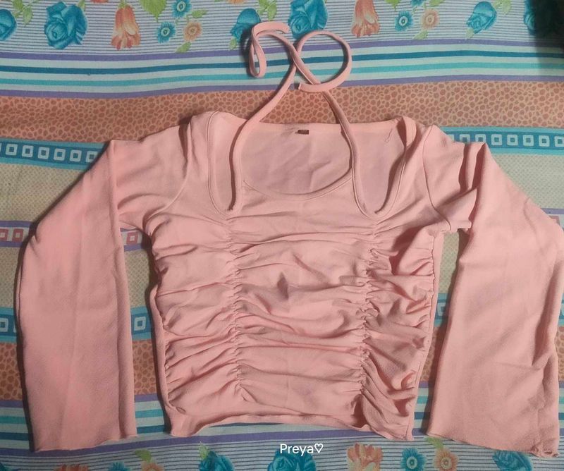 Halter Neck Peach Colour Cute Top