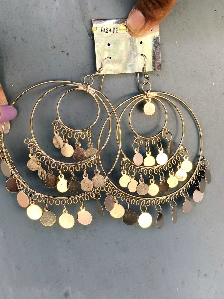 Boho Hoop Earrings with Coin Charms