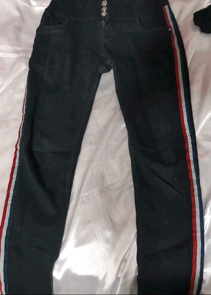 Black Strip Jeans