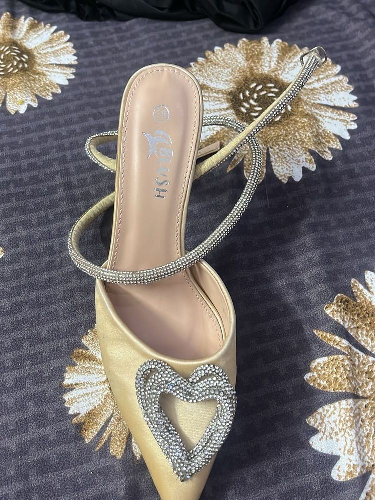 Sparkling Heart Embellished Heels