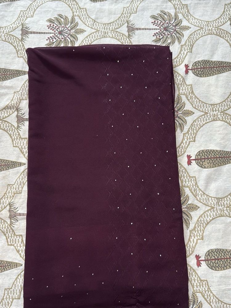 Georgette Burgundy Saree