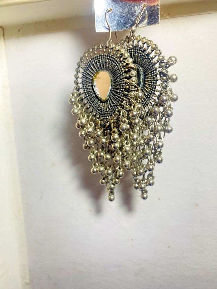 Bohemian Oxidized Jhumka Earrings