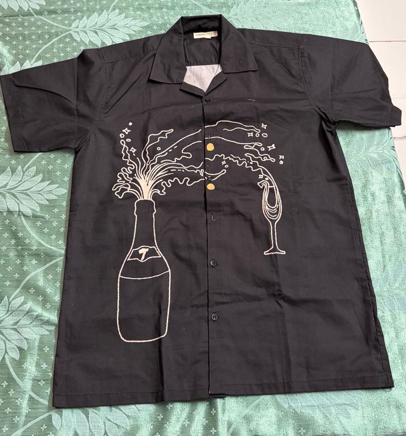 Fun Black Button-Up Shirt
