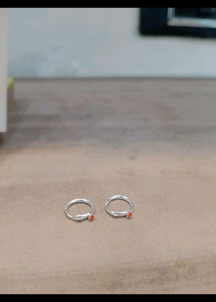 Diamond Pure Silver Bali For Ear Stud (Pair)