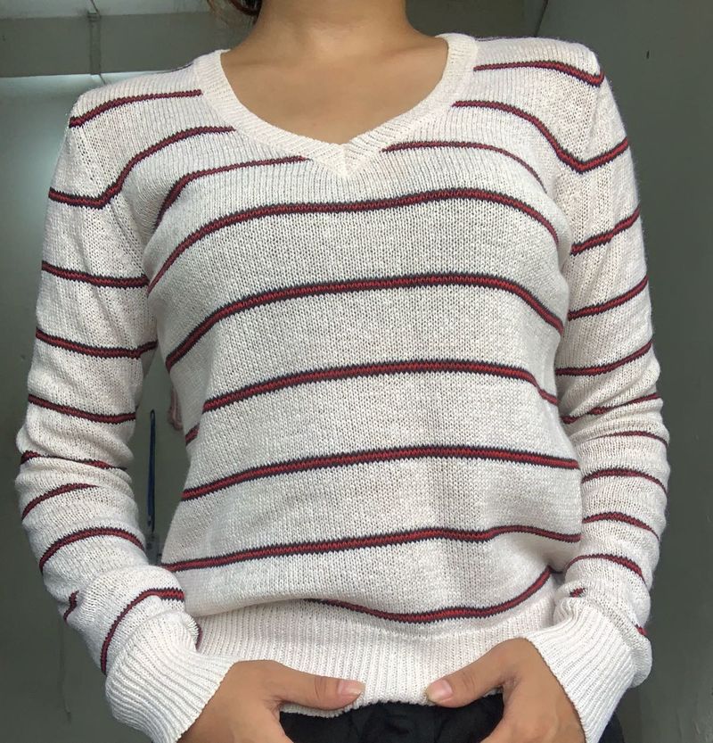 Striped V-Neck Sweater