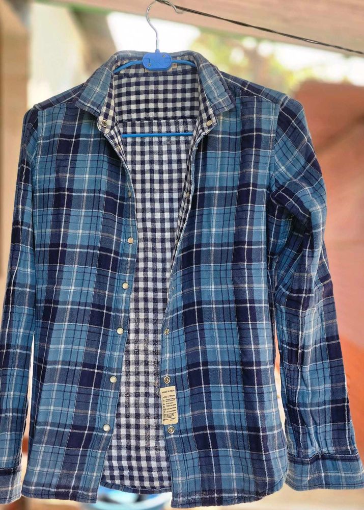 Blue Plaid Flannel Shirt
