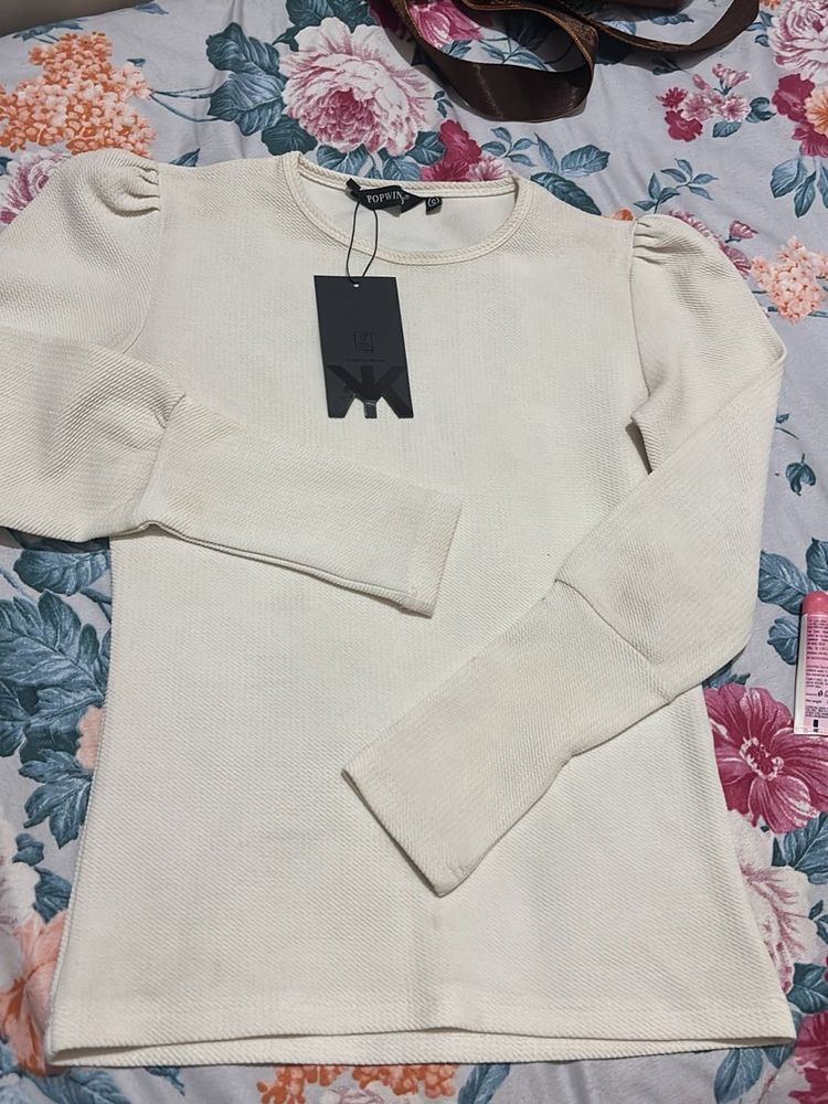 Cream Puff Sleeve Top With Tag