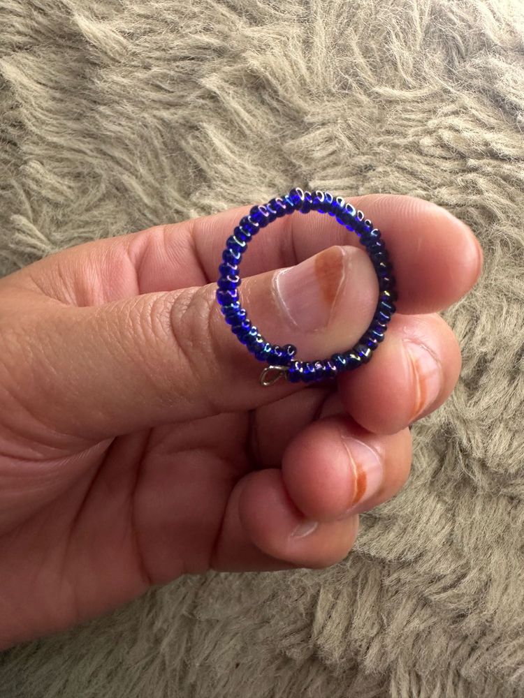 Blue Beaded Ring