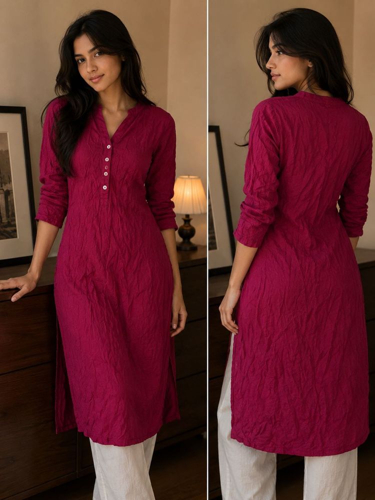 pantaloons Pink Button-Down kurti
