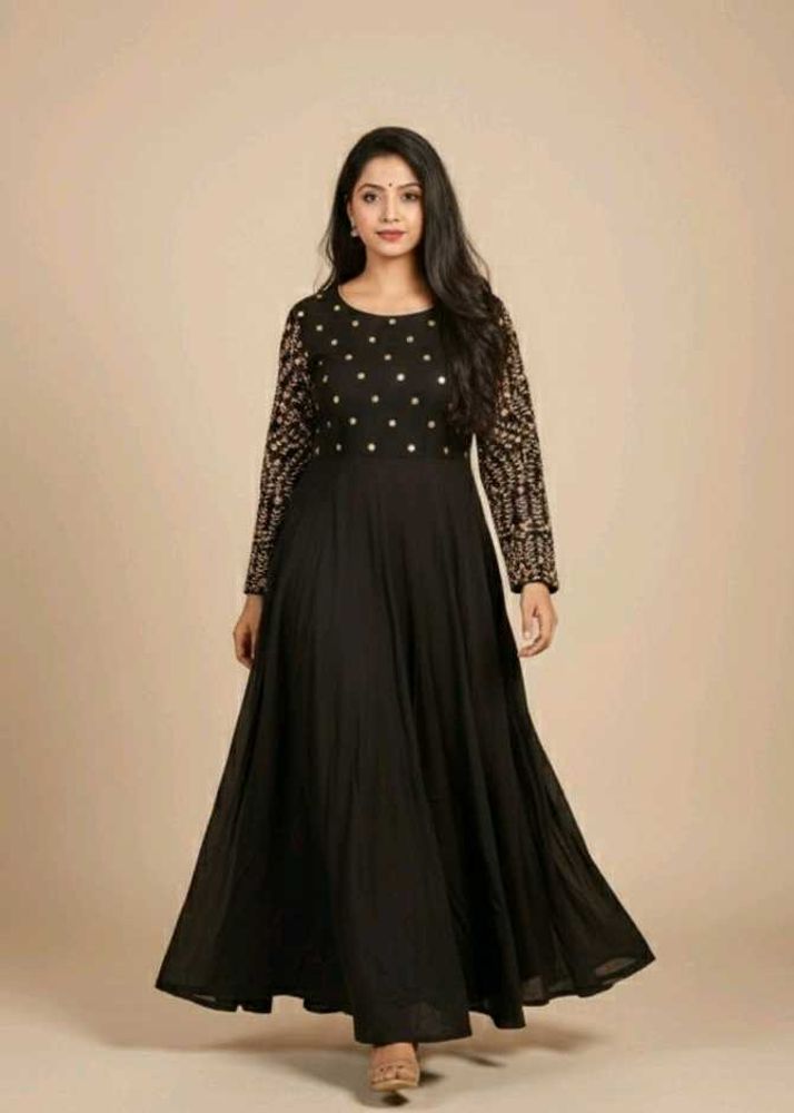 one time used Elegant Black cotton Gown