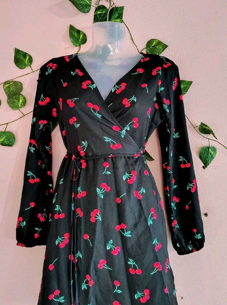 Cherry Print Wrap dress 🎀