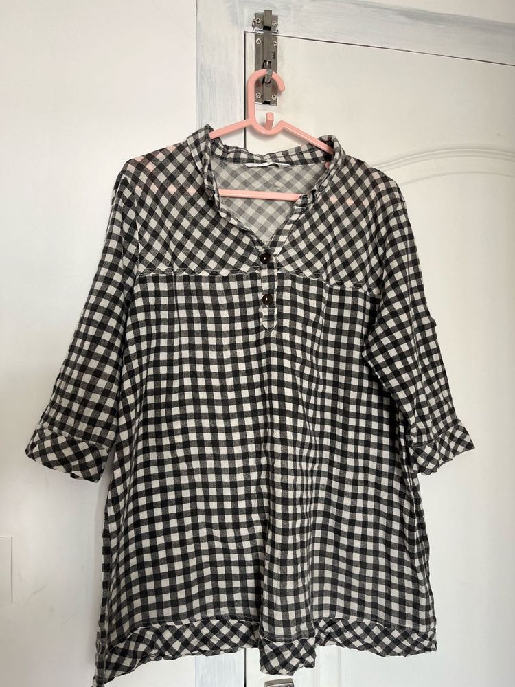 Chic Gingham Check Tunic Top