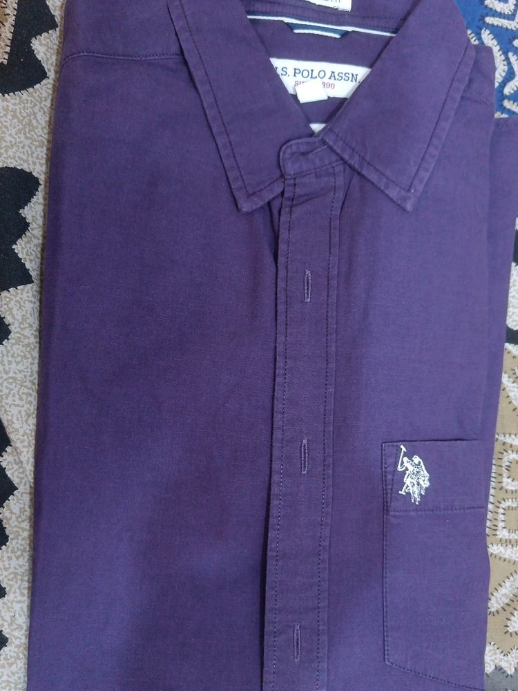 Purple Color US Polo Full Sleeves Shirt
