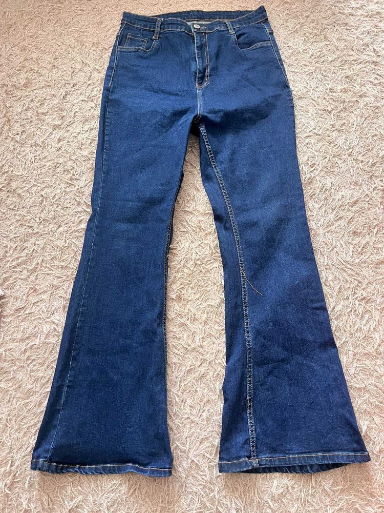 Flared Blue Denim Jeans