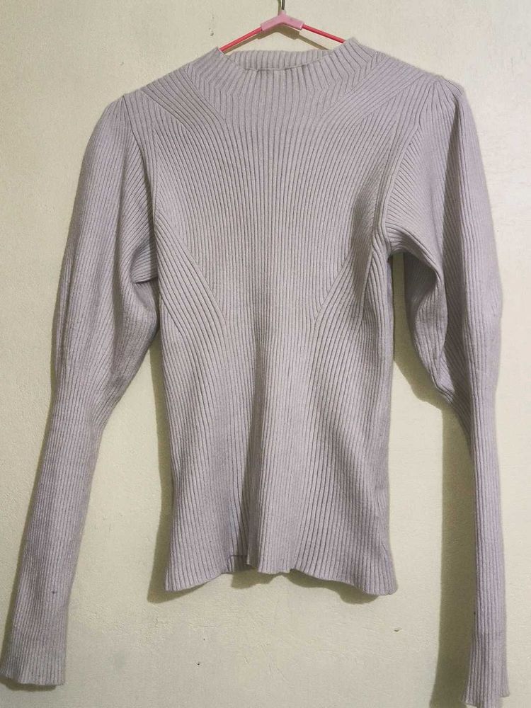 Ribbed Mock Neck Long Sleeve Top