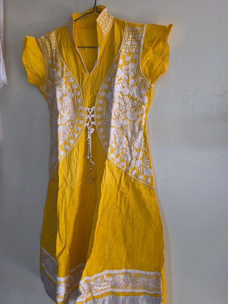 Yellow Embroidered Kurta