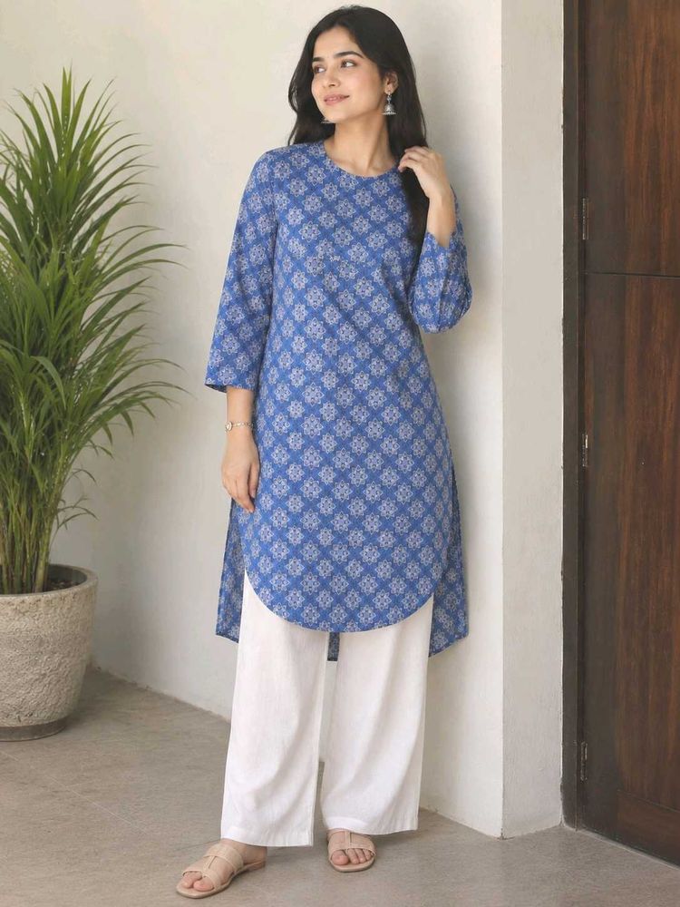 𓂃۶ৎ crimsoune club femme blue kurti💙🤍