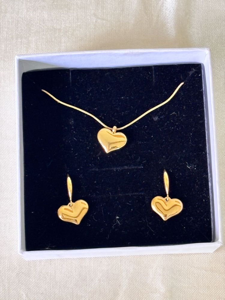 Juliet Heart Earrings Necklace Set Anti-tarnish