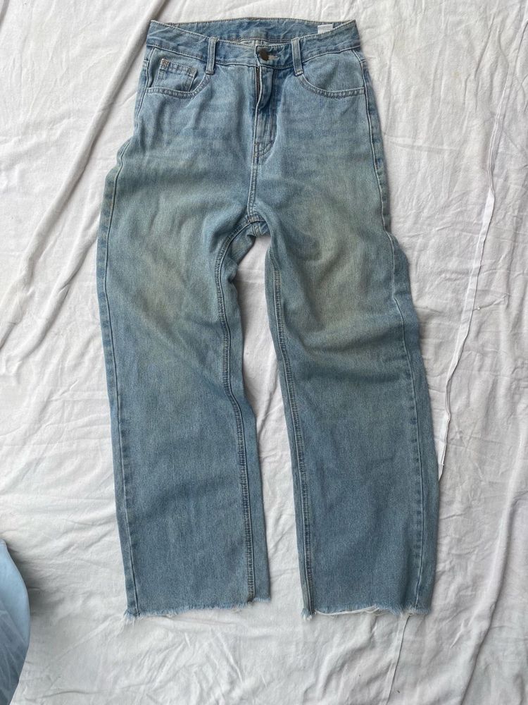 vintage wash relaxed straight jeans