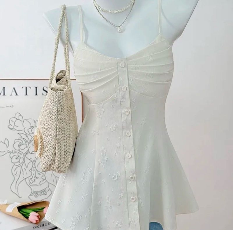 Chic White Button-Up Camisole Top