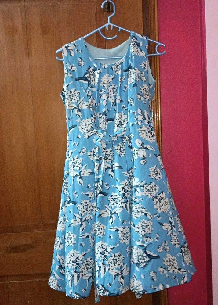 Blue Floral Midi Dress.
