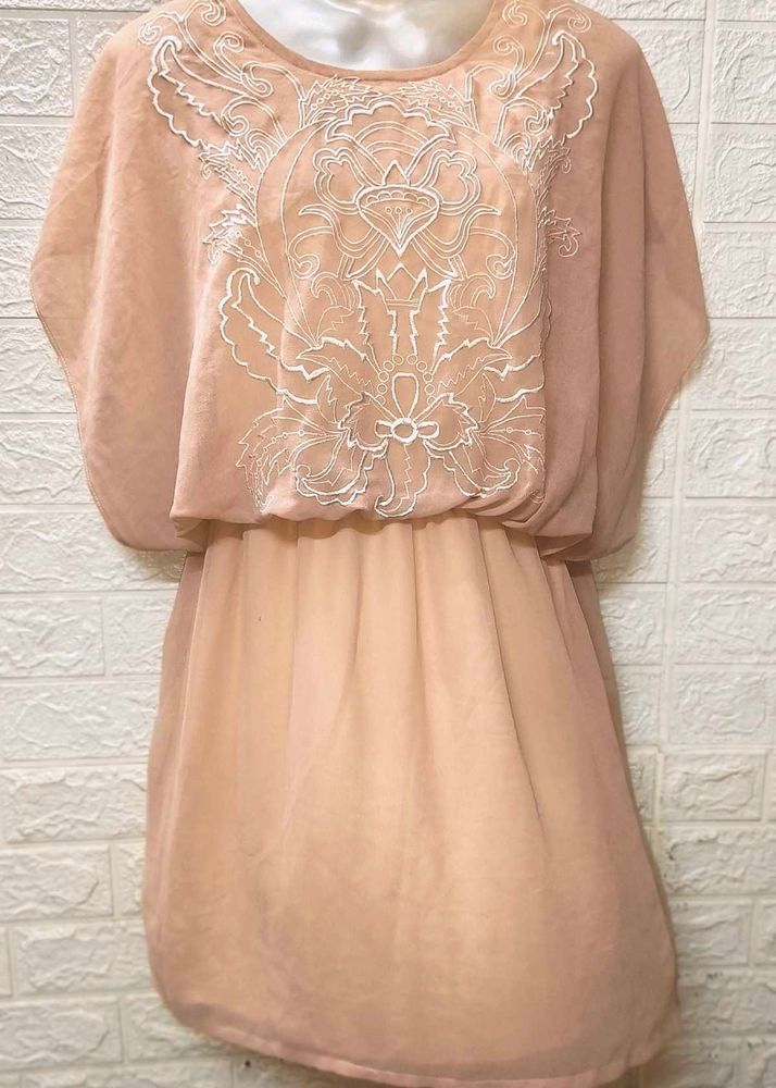 Tops &amp; Dresses For Rs.99/ Peach Embroidery Dress