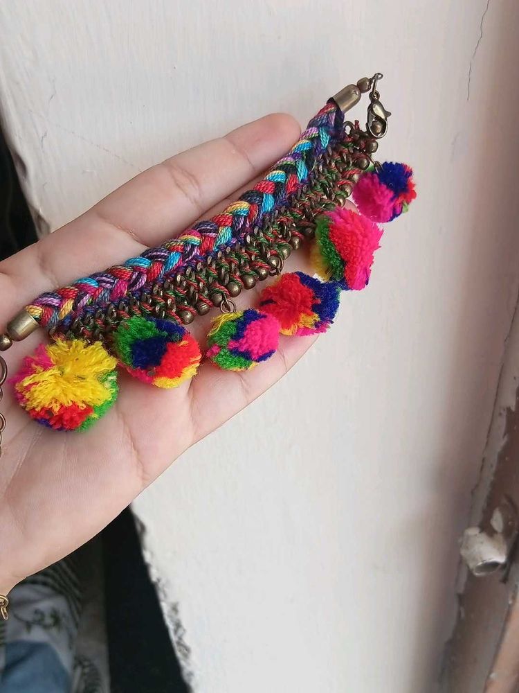 Boho Multicolor Pom bracelet