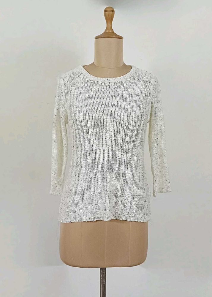 AND  off white Sequin Embellished sweater top