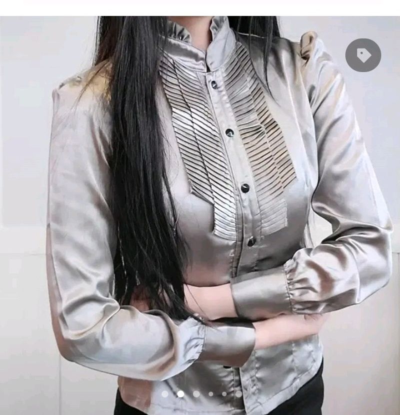 Imported Satin Fitted top With Belt