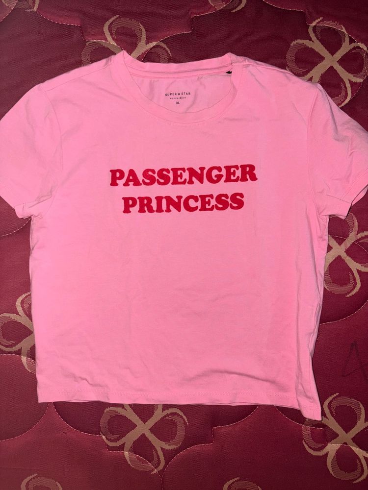 Pink "Passenger Princess" Crop T-Shirt