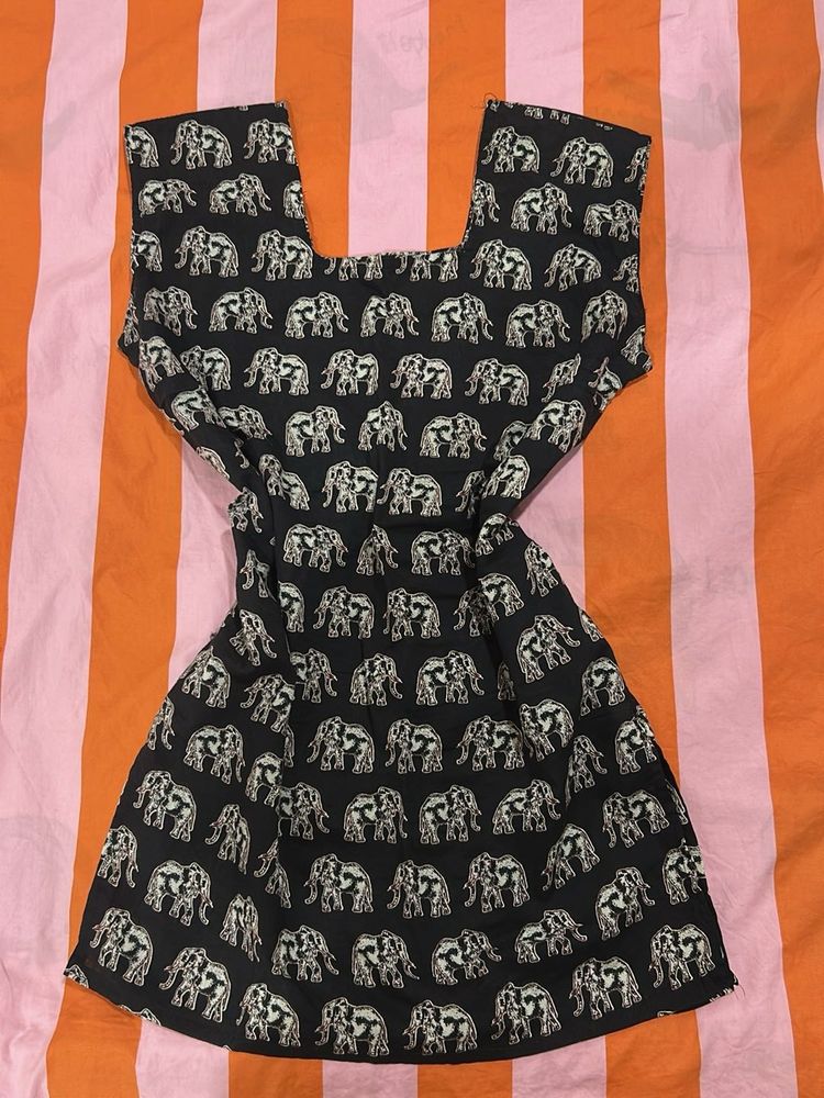 Black Elephant Print kurthi